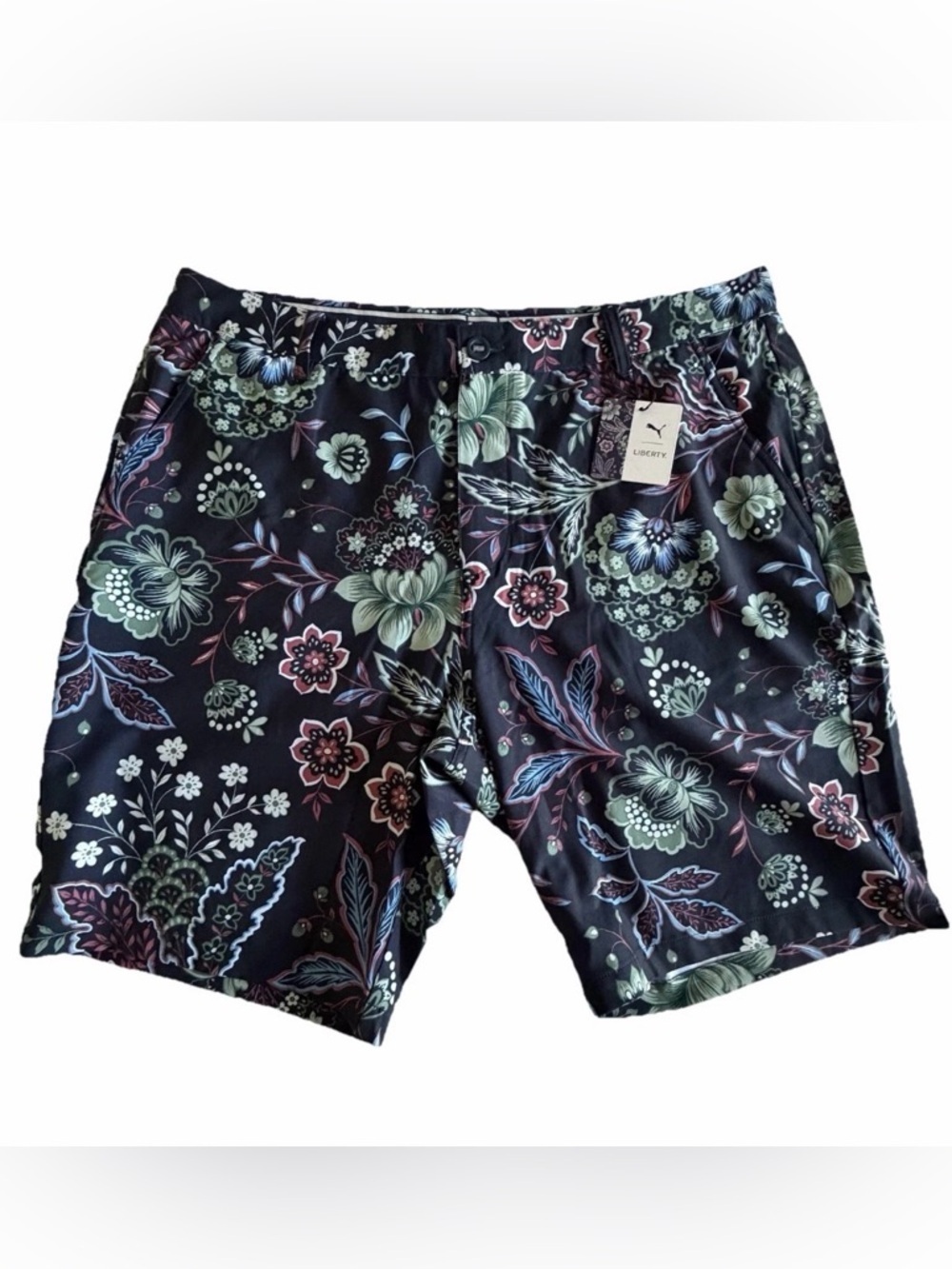 Puma X Liberty Shorts Mens 38 Navy Floral Golf Microfiber Athletic Performance